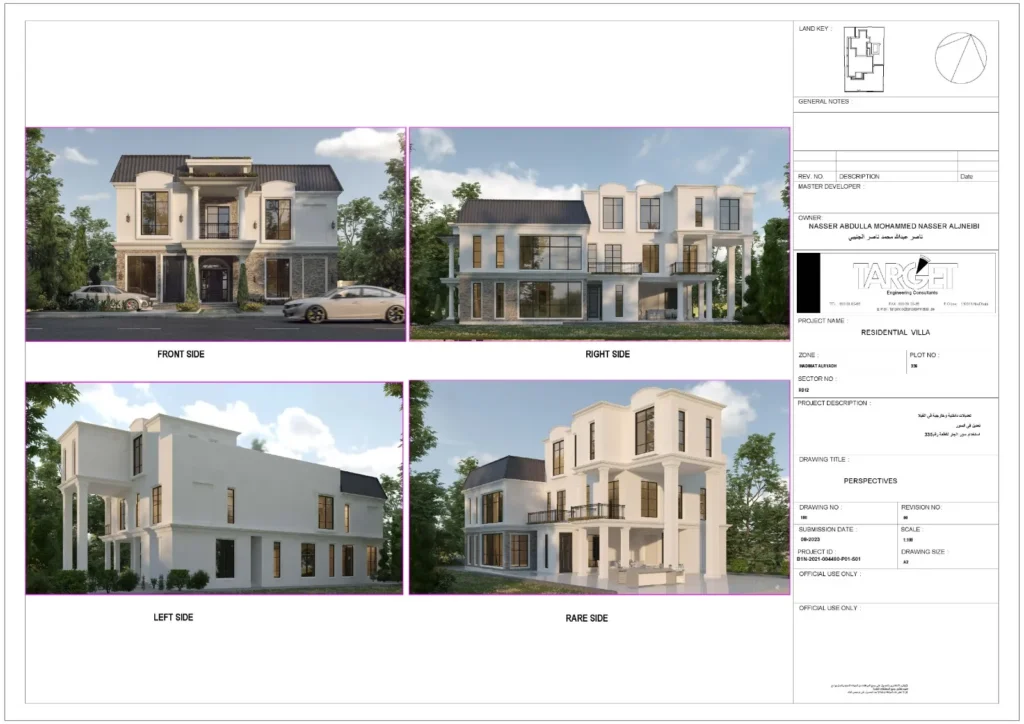 Modern Residential Villa Construction in Madinat Al Riyad, Abu Dhabi Architectural Plans for Modern Villa Construction in Abu Dhabi